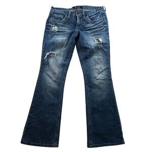 TJC Womens Jeans Size 8 Blue Denim Distressed Bootcut Leg Casual Retro Classic
